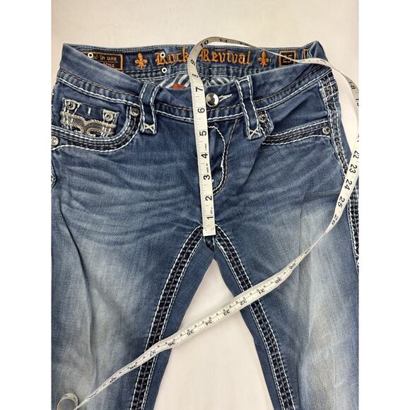 ROCK REVIVAL 25 Avery Straight Low Rise Western Pocket Flap Jewels Studs Cowboy - Picture 10 of 13